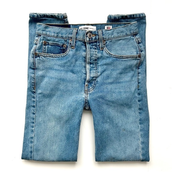 RE/DONE ORIGINALS High Rise Stretch Skinny Jeans Light Wash Button Fly Size 26 - Picture 6 of 12